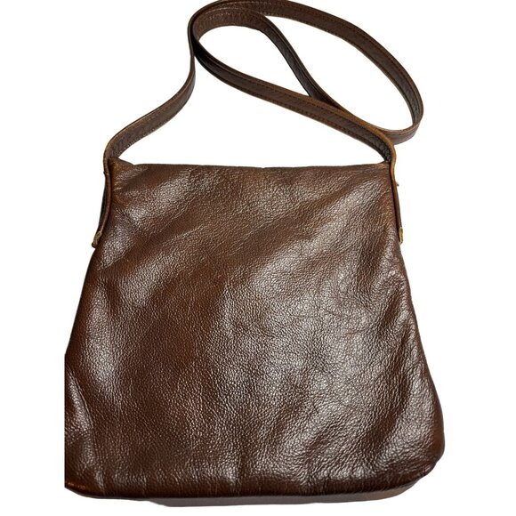 Cowhide Small Crossbody Purse Brown Gold Accents Hand Made In The USA - Picture 3 of 6